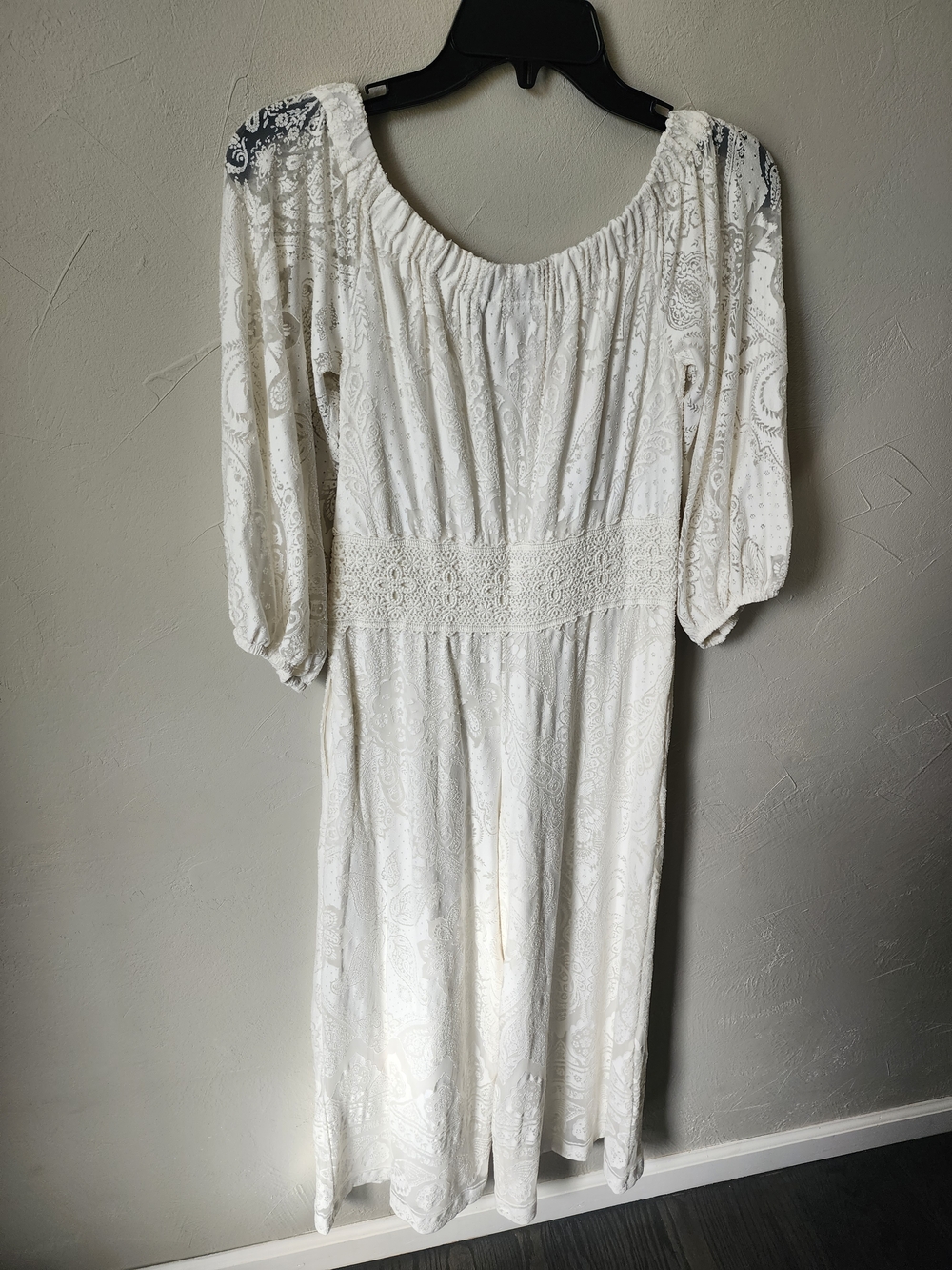 Farm Rio x Anthropologie Elliot White Off-the-Shoulder Jumpsuit Size XS - Picture 7 of 8